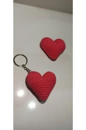 Amigurumi Hediyelik Dağıtmalık Düğün Kına Nikah Toptan Örgü Kalp Anahtarlık - 2