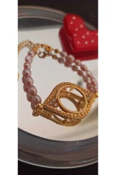 24k Altın Kaplama Gerçek Lila İnci Detaylı Çeyrek Altın Çerçevesi Kasası Çevresi thumbnail 3