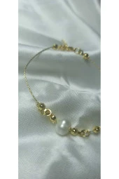 24k Altın Kaplama Tek İnci Zarif Tektanem Bİleklik thumbnail 2