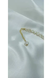 Barok Tarzı Gerçek İnci Gül Detaylı Tasarım Bileklik thumbnail 3