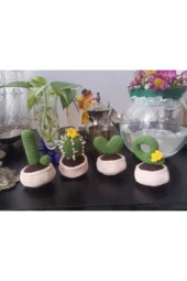 Sevgiliye Özel Amigurumi Yıkanabilir Sağlıklı Love Yazılı Kaktüs Amigurumi Kaktüs Love - 3