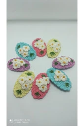 10 Adet Toptan Handmade Karışık Renkli Tasarım Hediyelik Amigurumi Trend Işlemeli 2'li Toka Seti - 1