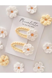 Bebek Ve Çocuk Çıtçıtlı Örgü Papatya Toka Seti - 1