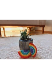 El Yapımı 2'li Örgü Amigurumi Gökkuşağı Desenli Çıt Çıtlı Kız Çocuk Tokası thumbnail 1