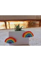 El Yapımı 2'li Örgü Amigurumi Gökkuşağı Desenli Çıt Çıtlı Kız Çocuk Tokası thumbnail 2