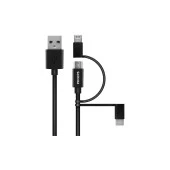 Philips Playstation 4 / 5 İle Uyumlu Joystick Şarj Kablosu MFİ Apple Lisanslı 3in1 Micro-Lightining-Type-C Hızlı Şarj ve Data Kablosu 1.2m Siyah DLC3104T - 2