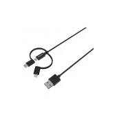 Philips Playstation 4 / 5 İle Uyumlu Joystick Şarj Kablosu MFİ Apple Lisanslı 3in1 Micro-Lightining-Type-C Hızlı Şarj ve Data Kablosu 1.2m Siyah DLC3104T - 3