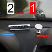Gümüş Park Numaratörü Araç İçi Telefon Tutucu 2'si 1 arada Numaratör Stand Araba Aksesuar Standı - 1