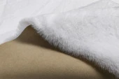 Dekoratif Tavşan Tüyü Ultra Yumuşak Peluş Yuvarlak Halı Beyaz - 4