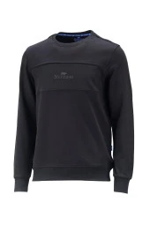 Erkek Standart Fit Bisiklet Yaka Baskılı Pamuklu Siyah Sweatshirt - 1