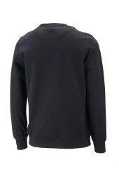 Erkek Standart Fit Bisiklet Yaka Baskılı Pamuklu Siyah Sweatshirt - 2