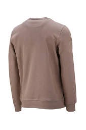 Erkek Standart Fit Bisiklet Yaka Baskılı Pamuklu Sütlü Kahve Sweatshirt - 2