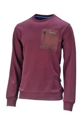 Erkek Standart Fit Bisiklet Yaka Cep Fermuarlı Mürdüm Sweatshirt - 1