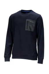 Erkek Standart Fit Bisiklet Yaka Cep Fermuarlı Siyah Sweatshirt - 1