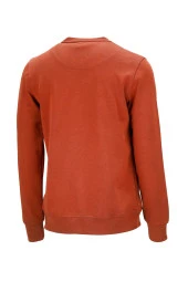 Erkek Standart Fit Bisiklet Yaka Cep Fermuarlı Kiremit Sweatshirt - 2