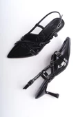 İkparS Mary Jane Siyah Rugan Çapraz İki Bantlı Stiletto Topuklu Ayakkabı thumbnail 1