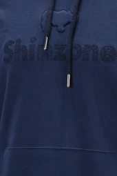 Erkek Standart Fit Kapüşonlu Baskılı Cepli Lacivert Sweatshirt - 3