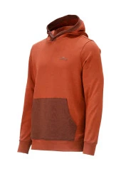 Erkek Standart Fit Kapüşonlu Cepli Turuncu Sweatshirt - 1