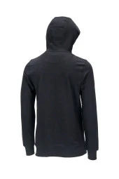 Erkek Standart Fit Kapüşonlu Kabartma Baskılı Siyah Sweatshirt thumbnail 2