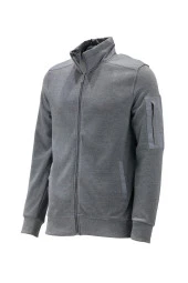 Erkek Standart Fit Kol Cepli Fermuarlı Gri Sweatshirt - 1