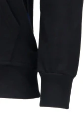 Erkek Standart Fit Kapüşonlu Kabartma Baskılı Siyah Sweatshirt thumbnail 4