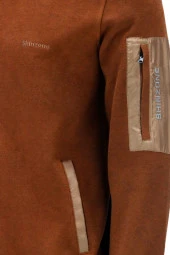 Erkek Standart Fit Kol Cepli Fermuarlı Kiremit Sweatshirt - 3