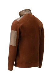 Erkek Standart Fit Kol Cepli Fermuarlı Kiremit Sweatshirt - 4