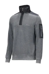 Erkek Standart Fit Yarım Fermuarlı Gri Sweatshirt - 1