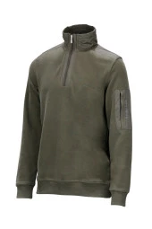 Erkek Standart Fit Yarım Fermuarlı Haki Sweatshirt - 1