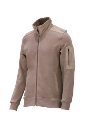 Erkek Standart Fit Kol Cepli Fermuarlı Vizon Sweatshirt - 1