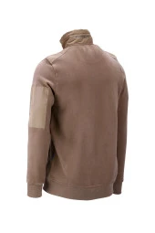 Erkek Standart Fit Kol Cepli Fermuarlı Vizon Sweatshirt - 2