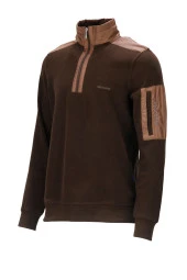 Erkek Standart Fit Yarım Fermuarlı Koyu Kahverengi Sweatshirt - 1