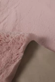 Dekoratif Tavşan Tüyü Ultra Yumuşak Peluş Yuvarlak Halı Pembe - 5