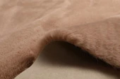 Dekoratif Tavşan Tüyü Ultra Yumuşak Peluş Yuvarlak Halı Camel - 4