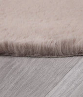 Dekoratif Tavşan Tüyü Ultra Yumuşak Peluş Yuvarlak Halı Vizon - 6