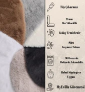Dekoratif Tavşan Tüyü Ultra Yumuşak Peluş Yuvarlak Halı Vizon - 7
