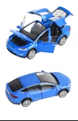 Tesla Marka Metal Model Araba - Tüm Kapılar Açılır, Işıklı ve Sesli 1:22 Ölçek! Mavi - 1