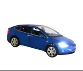 Tesla Marka Metal Model Araba - Tüm Kapılar Açılır, Işıklı ve Sesli 1:22 Ölçek! Mavi - 3