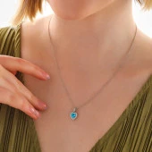 himarry 925 Ayar Gümüş Turkuaz Taşlı Kalpli Kadın Kolye thumbnail 2