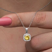 himarry 925 Ayar Gümüş Sarı Baget Taşlı Kadın Kolye thumbnail 1