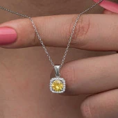 himarry 925 Ayar Gümüş Sarı Baget Taşlı Kadın Kolye thumbnail 2