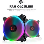 Rampage 4C-120 120MM Double Ring 5 Adet RGB Gökkuşağı Renkli Kasa Fanı - 2