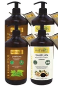 Naturix Kepeğe Karşı Süfatsız ısırgan Otu Özlü Şampuan 2x600ml & Siyah Sarımsak Şampuan Seti 2x600ml - 1