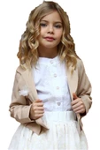 Kız Çocuk Broşlu Ceket ve Şifon Balon Krem Etekli Takım thumbnail 4