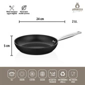 Amboss 3 Parça Dark Yanmaz Yapışmaz Titanyum Kaplama Tencere Tava Seti Kapaklı - 24 cm - 3