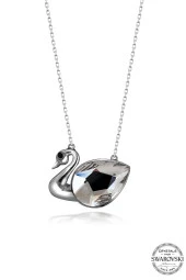 Swarovski Crystal Kadın Beyaz Kuğu Gümüş Kolye - 1