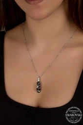 Swarovski Crystal Kadın Green Shine Salkım Gümüş Kolye - 2