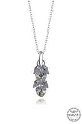 Swarovski Crystal Kadın Kalp Salkım Gümüş Kolye - 1