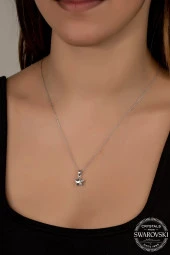 Swarovski Crystal Kadın Yıldız Gümüş Kolye - 2