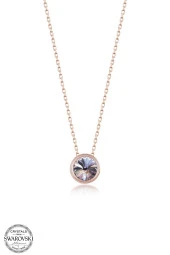 Swarovski Crystal Kadın Pırlanta Montür Rose Gümüş Kolye - 1